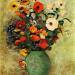 Bouquet of Flowers in a Green Vase